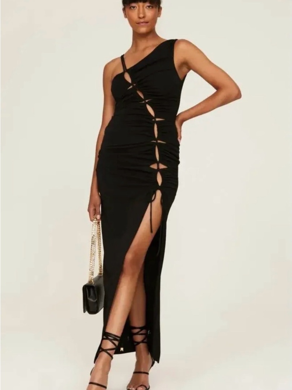 Nicholas Prisha One Shoulder Gown in Black